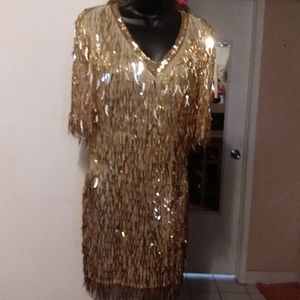 Vintage gold sequined MIDI-dress